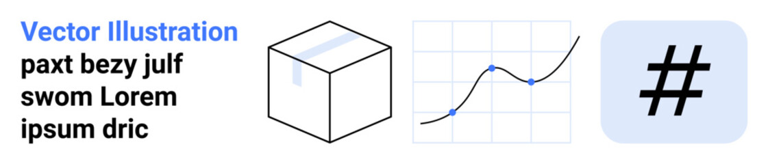 Obraz premium Cube, graph, and metadata tag symbol combine geometric and data visualization elements. Ideal for innovation, data analytics, creativity, minimalism, social media, trend analysis simple landing page