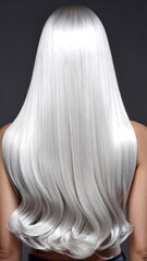Naklejka premium A woman's long silver hair cascading down her back