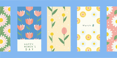 Floral patterns and a women s day greeting on rectangular backgrounds © Prince
