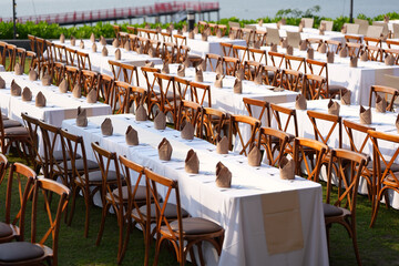 tables and chairs in a restaurant