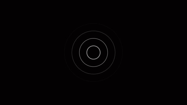 Abstract Minimalist Concentric Circles on Black Background: Smooth Gray Vector Lines Creating a Simple Geometric Ripple, Radar, or Target Graphic for Modern Tech and Corporate Design Visuals