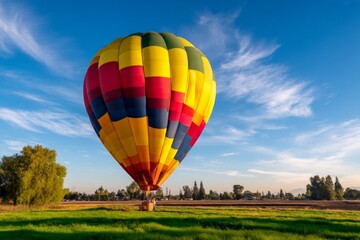 Vibrant Hot Air Balloon Fully Inflated Moments Before Its Release Into Sky