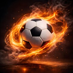 Fototapeta premium Golden Football with Fire effect