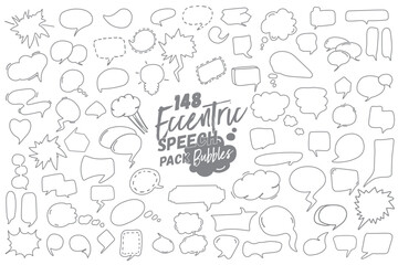 Fototapeta premium Speech bubble outlines and comic thought clouds line art set