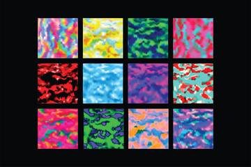 Vibrant tie dye liquid marble texture collection with colorful fluid swirl patterns and psychedelic wave effects