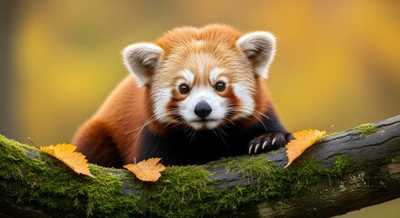 Fototapeta premium Cute Red Panda Portrait Looking Directly at Camera