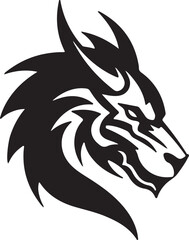 Obraz premium Print Tribal wolf head silhouette, aggressive and fierce, symbolizing power and wildness, perfect for logos and mascots.