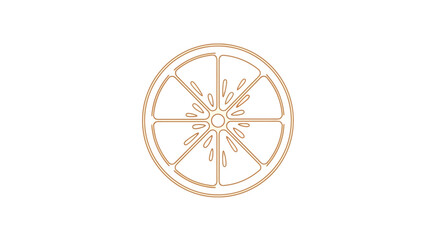 Stylized Golden Orange Slice Icon on White Background.