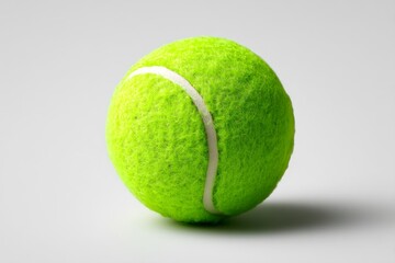 Bright Neon Tennis Ball on Clean Background with Overhead View in Arena