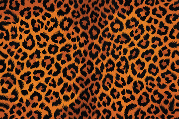 Dynamic Leopard Print Pattern with Bold Black Spots on Orange Background (Wildlife Skin Texture)