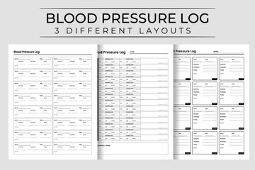 Daily Blood Pressure & Pulse Monitoring Journal, Hypertension Health Tracker for Medical Records, Heart Rate Logbook, Vector Illustration, Printable
