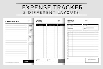  Business Expense Tracker Logbook, Personal Finance Spending Journal, Budgetary Ledger, Vector Illustration, Printable Interior Layout