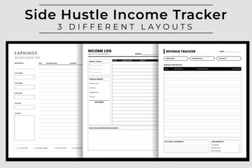 Side Hustle Income and Revenue Tracker, Monthly Earnings Logbook for Small Business, Freelance Profit and Expense Management Ledger