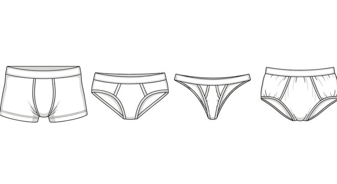 Mens Underwear Styles Set: Boxer Briefs, Briefs, Thong, Jockstrap - Fashion Design