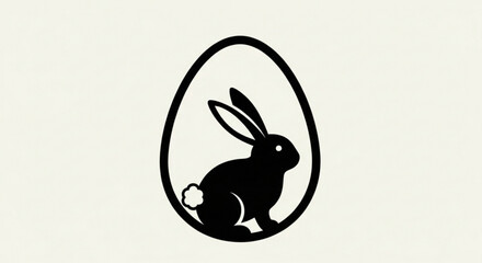 Obraz premium Black Rabbit Silhouette Inside Egg Shape, Easter Symbol