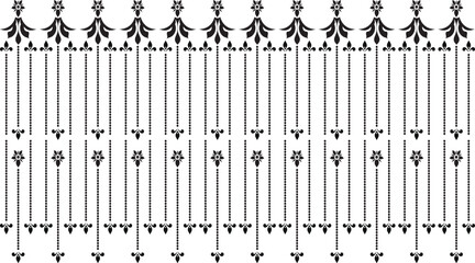 Minimalist geometric border with vertical dotted lines and fleur de lis symbols in black and white © Aorpita