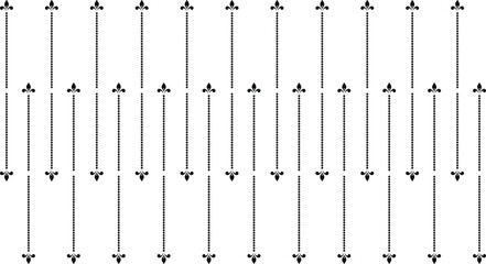 Classic damask style border pattern with symmetrical fleur de lis icons and vertical dotted dividers © Aorpita