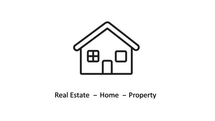 Simple House Icon in Minimalist Style with Black Outline on White Background for Real Estate Branding