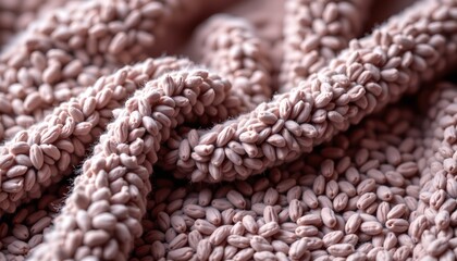 A close up view of a textured material with a fuzzy surface, resembling a fabric or mat with small grains that give it an appearance similar to sesame seeds