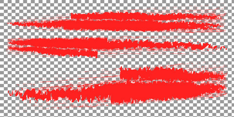 Fototapeta premium Red brush stroke set isolated on background. Paint brush stroke vector for ink paint, grunge design, dirt banner, watercolor design, texture. Trendy brush stroke, art