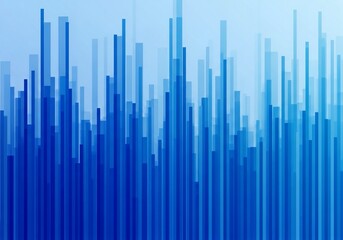 Vibrant blue bars graph rising against light gradient background conveying growth and statistics