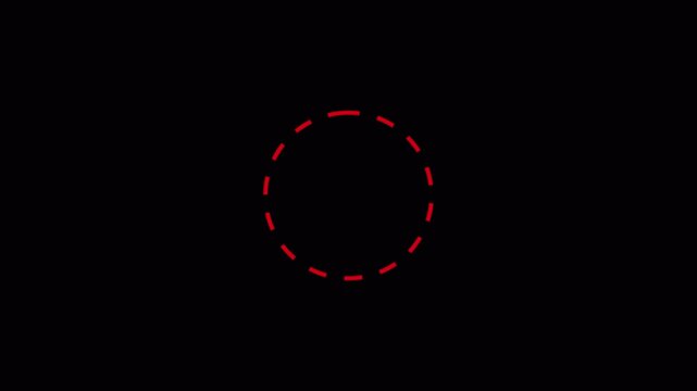 Dashed Circle Loading Animation Loop,Line dot circle frame animated on background. Rectangular doodle scribble element motion graphic on transparent background in 4K animation with alpha