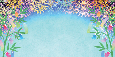 七夕　花火　和柄　背景