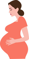 young pregnant woman and her husband vector illustration. Pregnancy and motherhood woman concept	
