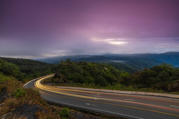 Beautiful road in the morning  on countryside of Chiang Mai province, Thailand.