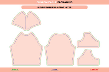 Obraz premium Short sleeve cropped hoodie pullover sweatshirt with editable vector die line printable garment mockup apparel packaging layout and professional cropped hoodie design dieline template