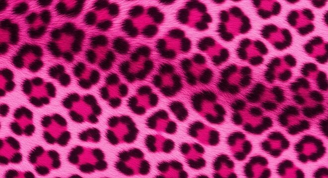 Close-up of pink leopard fur print background. Animal skin backdrop for fashion, textile, print, banner