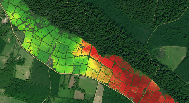 Precision agricultural mapping with advanced NDVI and Thermal imaging for detailed crop health analysis and yield optimization, demonstrating data-driven farm management strategies