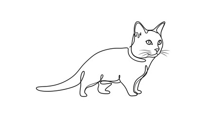 Minimalist single line drawing of a cat standing, elegant and simple illustration