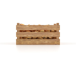 Wooden crate with yellow onion