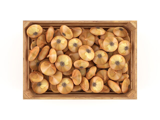 Wooden crate with yellow onion