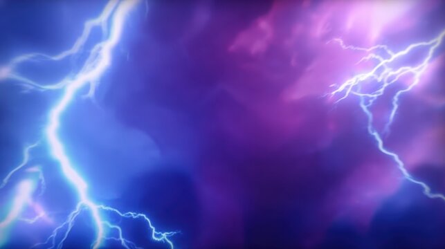 Lightning storm in blue and purple hues, perfect for dramatic graphics, social media posts, artistic compositions, and promotional materials. The vivid colors create a powerful and electrifying atmosp