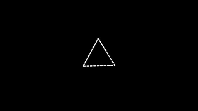 White Dashed Triangle Geometric Shape on Black Background outline