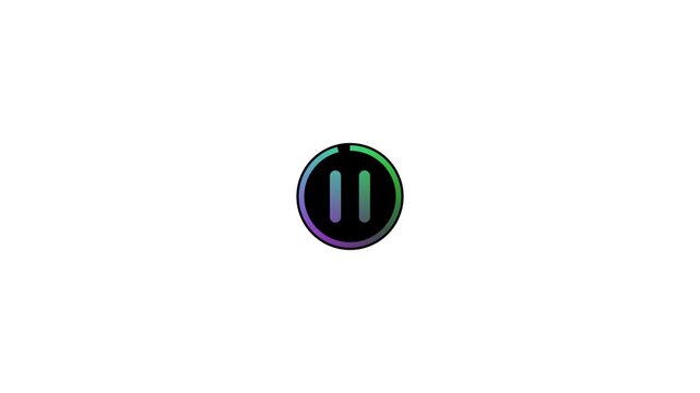 Colorful pause button icon with gradient on a white background play button media control