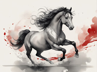 Horse paint in Chinese ink 3