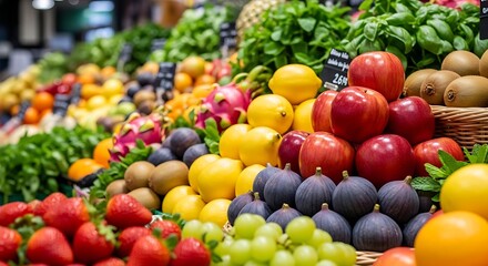 Colorful Fresh Fruits Display at Market