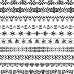 Fototapeta premium Detailed floral lace trim borders for luxury frame decoration vector