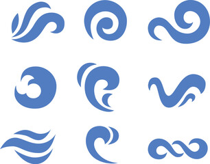 Naklejka premium Set of organic wave illustrations for summer beach branding vector