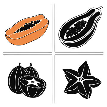 Digital Graphics: Four Fruit Icons in 2x2 Grid