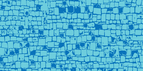 Abstract Cyan Brick Wall Texture with Grungy Stone Pattern Overlay © Shelley