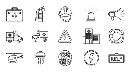 Emergency service icons in linear style a striking silhouette © RABEYA