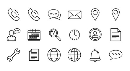 Fototapeta premium Collection of communication and information icons in a simple silhouette