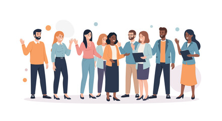Obraz premium Diverse team of professionals warmly welcoming and engaging with audience in harmony