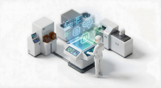 半導体製造のAI制御とデータ管理のイメージ