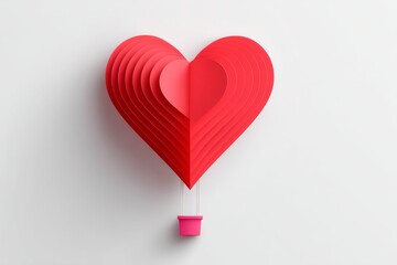 Fototapeta premium 3D paper craft heart-shaped hot air balloon