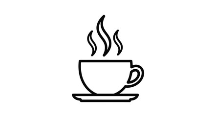 Obraz premium A simple black outline of a coffee cup with steam silhouette